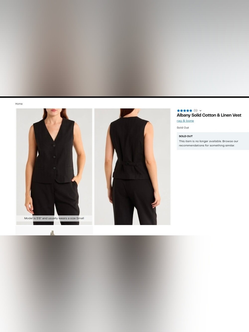 NEW Albany Solid Cotton & Linen Black Sleeveless Tailored Vest Size S